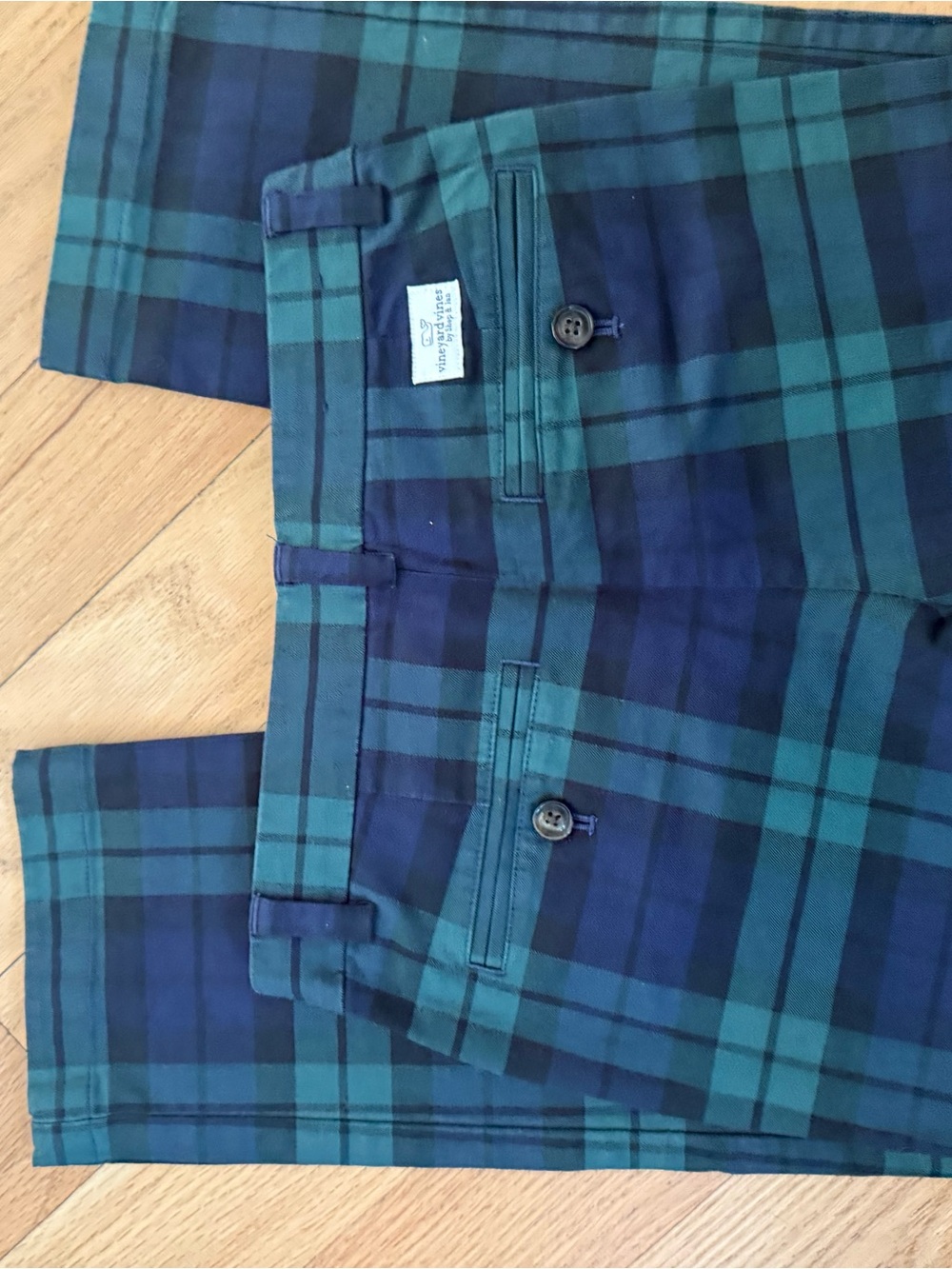 Vineyard Vines Boys Green & Navy Plaid Pants